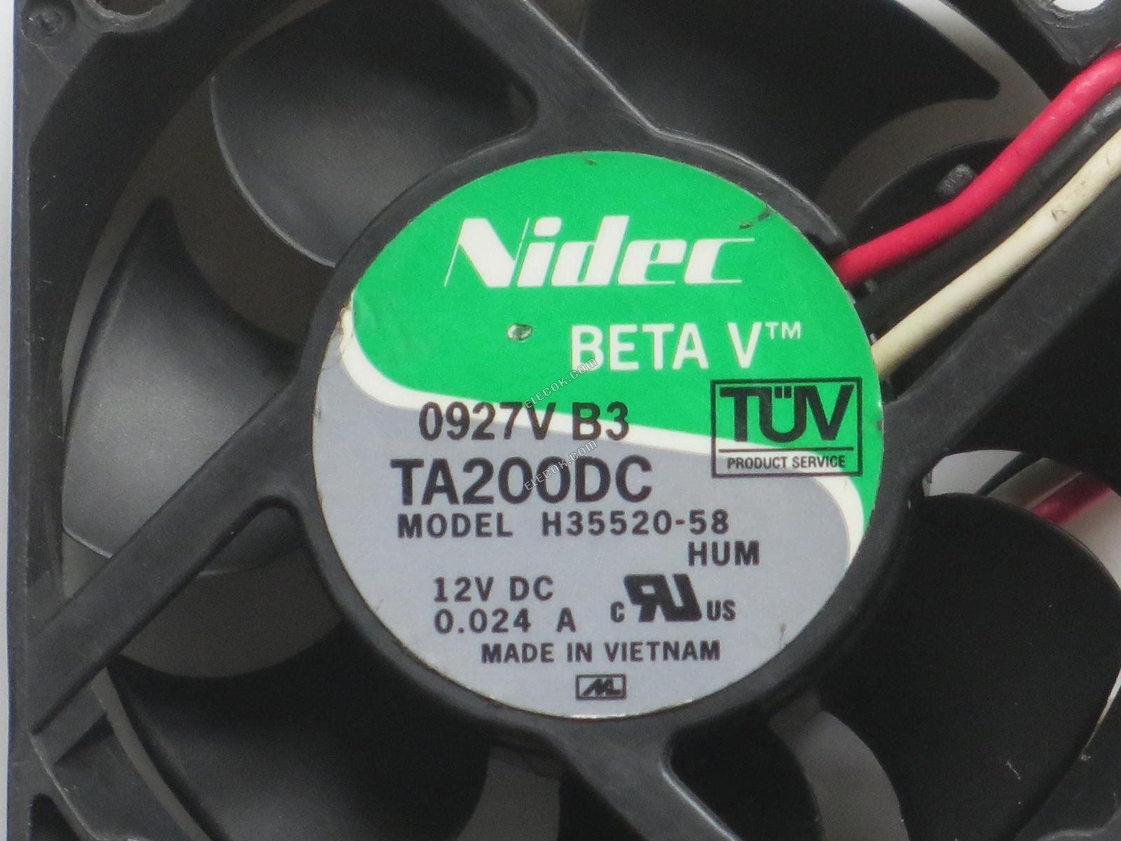 Nidec TA200DC H35520-58 12V 0,024A 3 fils Ventilateur De Refroidissement 