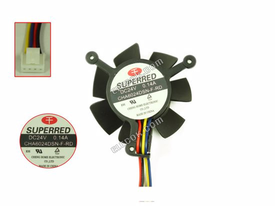 Superred CHA6024DSN-F-RD Server - Round Fan Rf60x60x24, w4, 24V 0.14A 4-wire 