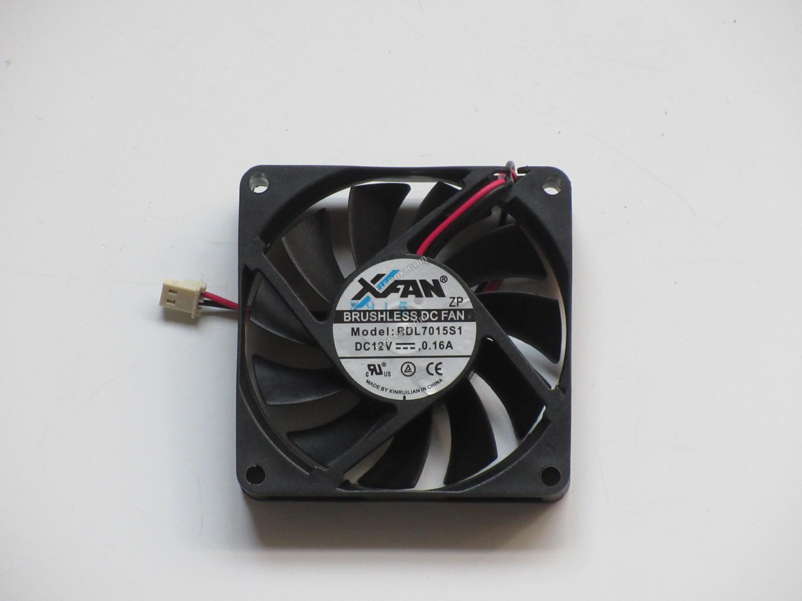 XFAN RDL7015S1 12V 0,16A 7cm 7015 2 draden Ventilator 
