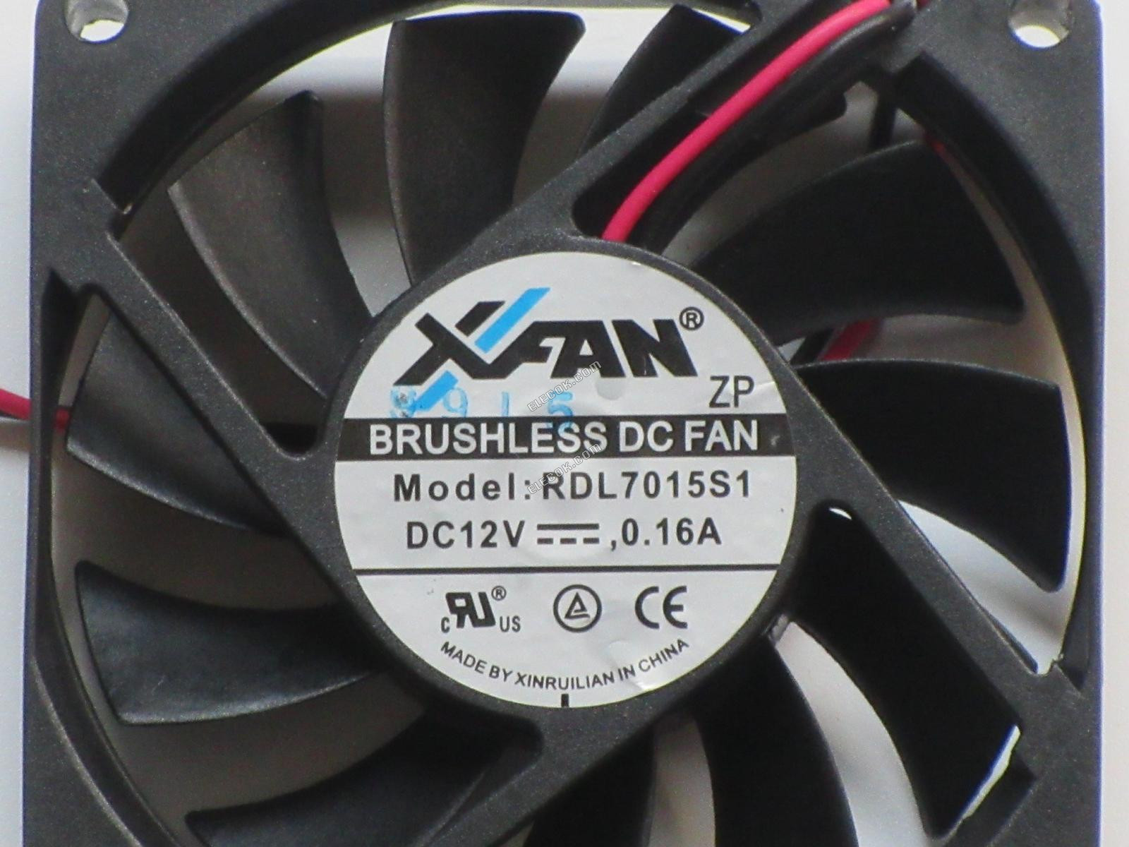 XFAN RDL7015S1 12V 0,16A 7cm 7015 2 draden Ventilator 
