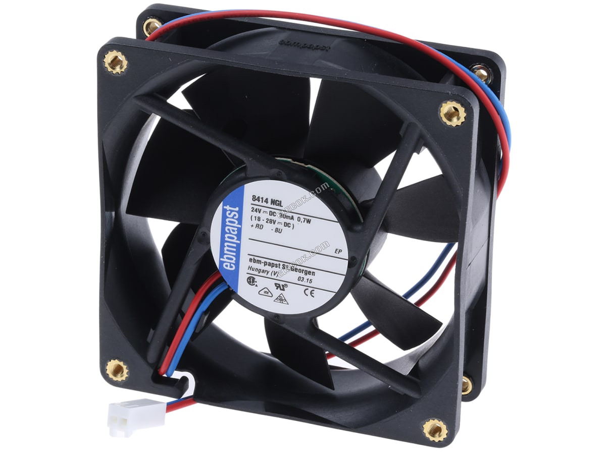 8414NGL-RS0 ebm-papst, 24 V dc, DC 軸方向ファン, 80 x 80 x 25mm, 33m³/h, 700mW 