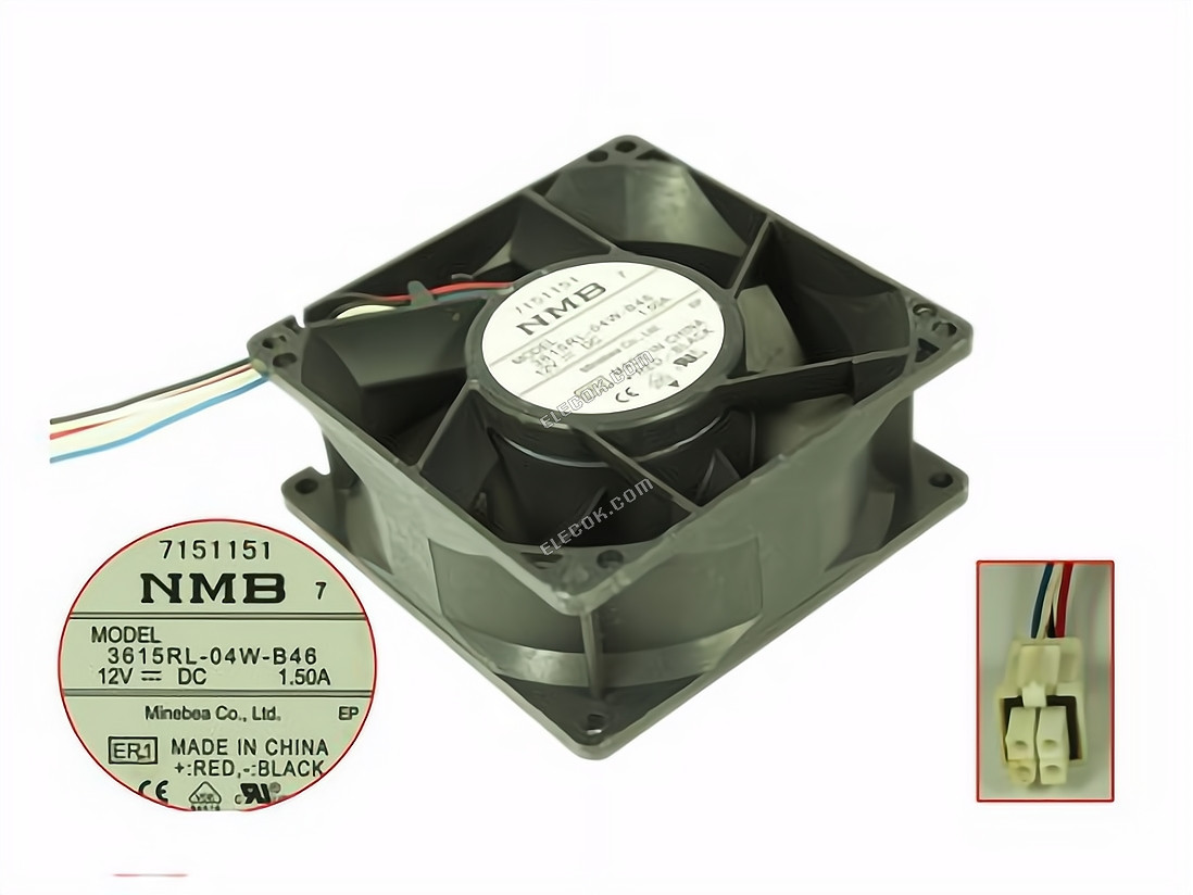 NMB-MAT / Minebea 3615RL-04W-B46 ER1 DC 12V 1,5A 4 αγωγών ανεμιστήρας 