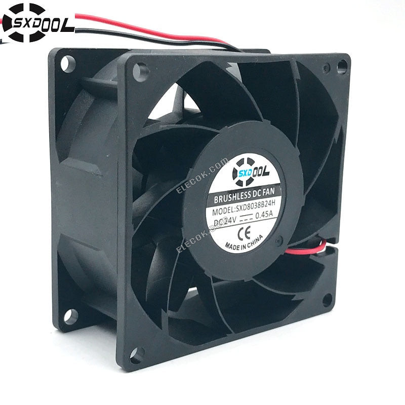 SXDOOL SXD8038B24H 80*80*38mm DC 24V brushless ανεμιστήρας ψύξης 0,45A 6000RPM 83.5CFM 57DBA για διακομιστής αντιστροφέας περίβλημα 2 Γραμμές 