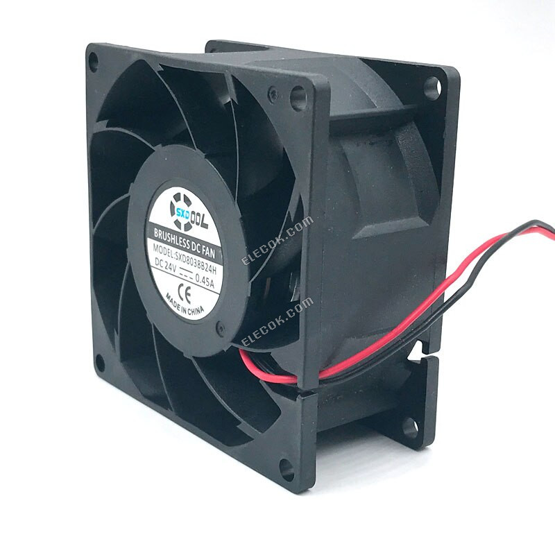 SXDOOL SXD8038B24H 80*80*38mm DC 24V brushless ανεμιστήρας ψύξης 0,45A 6000RPM 83.5CFM 57DBA για διακομιστής αντιστροφέας περίβλημα 2 Γραμμές 