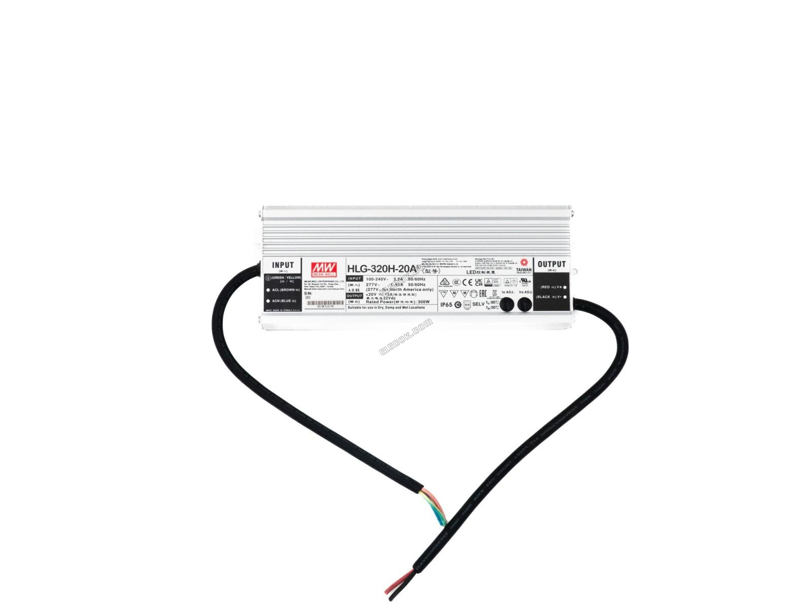Mean Well HLG-320H-20A Virtalähde 300W 20V - Säädettävä 