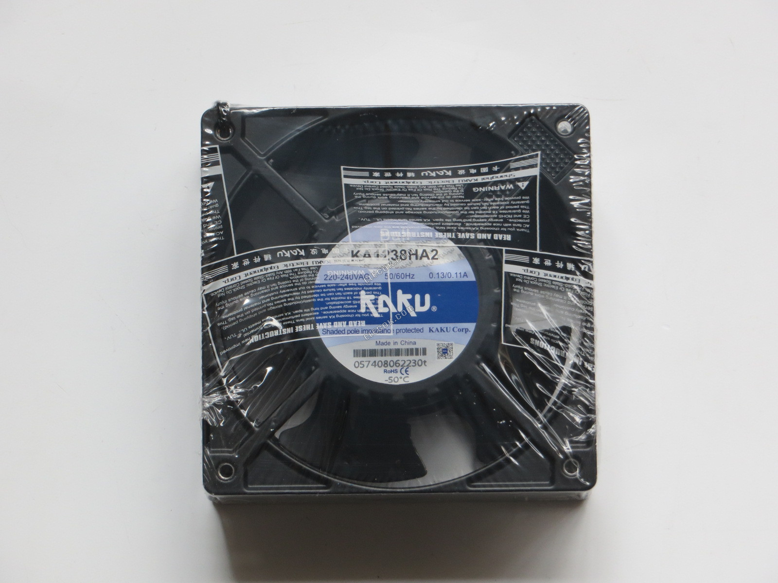 KAKU KA1238HA2 220-240V 50/60HZ 0,13/0,11A Kylfläkt med kullager, 2 kablar anslutning 