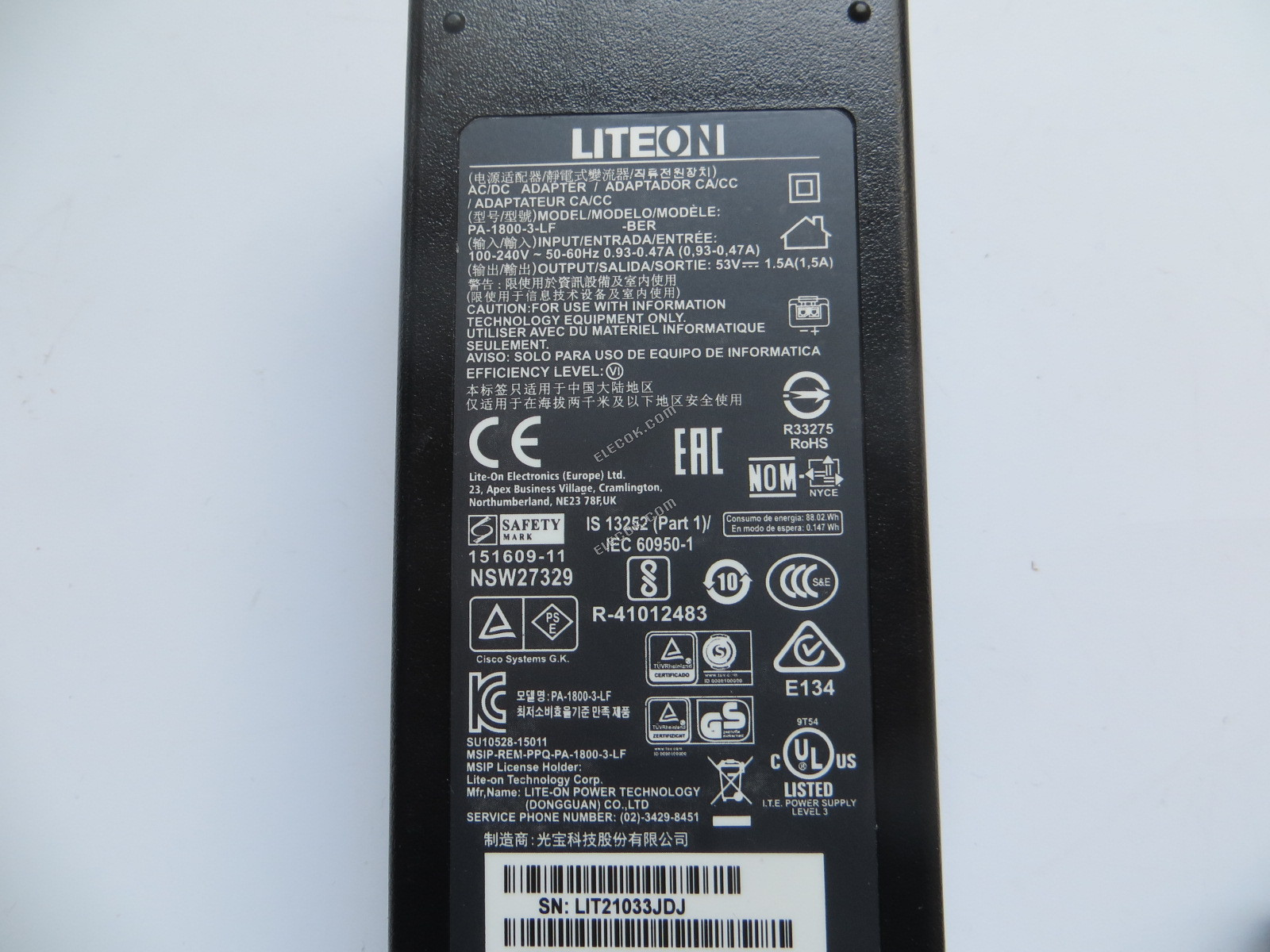 LITEON 341-0402-01 53V1.5A PA-1800-2-LF substituto usado 