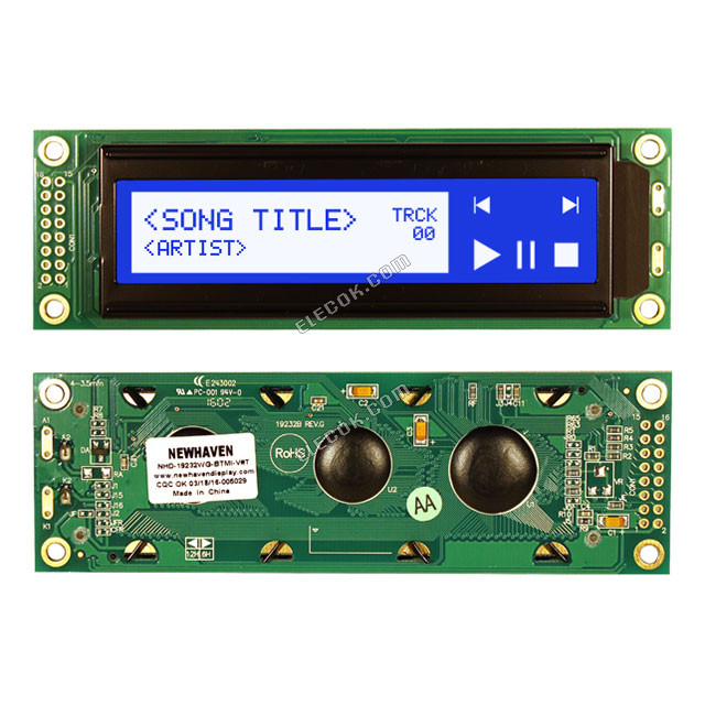 NHD-19232WG-BTMI-V#T Newhaven Display LCD Graphic Display Module 192 x 32 STN-BLUE(-) 116.0 x 37.0