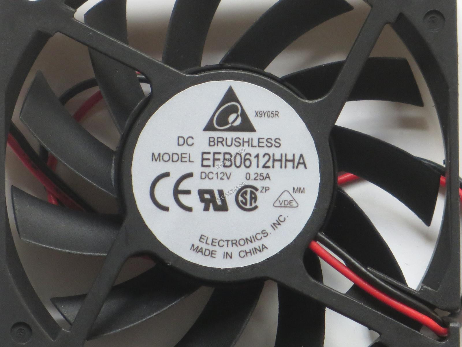 DELTA EFB0612HHA 12V 0.25A 2.16W 2wires Cooling Fan 