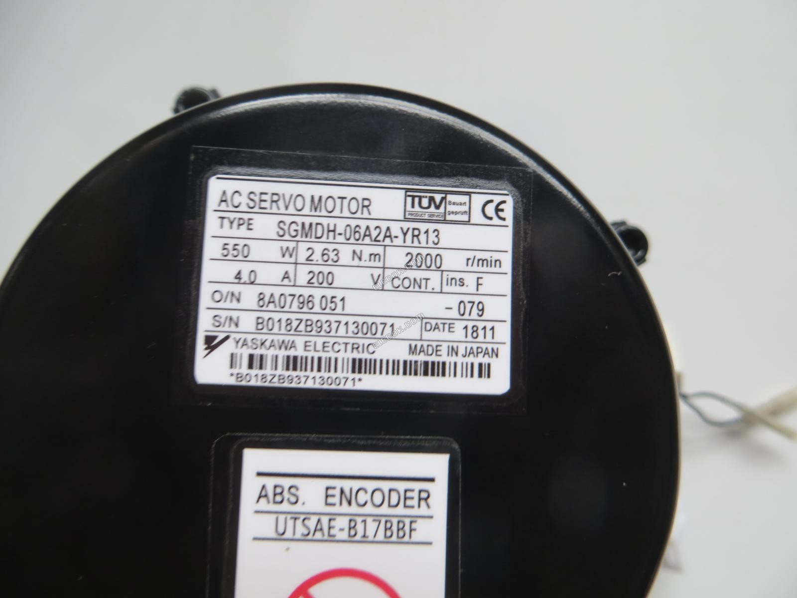 YASKAWA AC-SERVOMOTOR 550W 4.0A 2000RPM 200V SGMDH-06A2A-YR13 gebraucht 