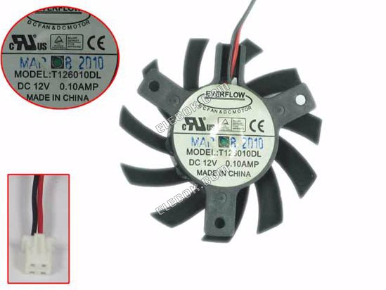 EVERFLOW T126010DL 12V 0.10A 2wires cooling fan 