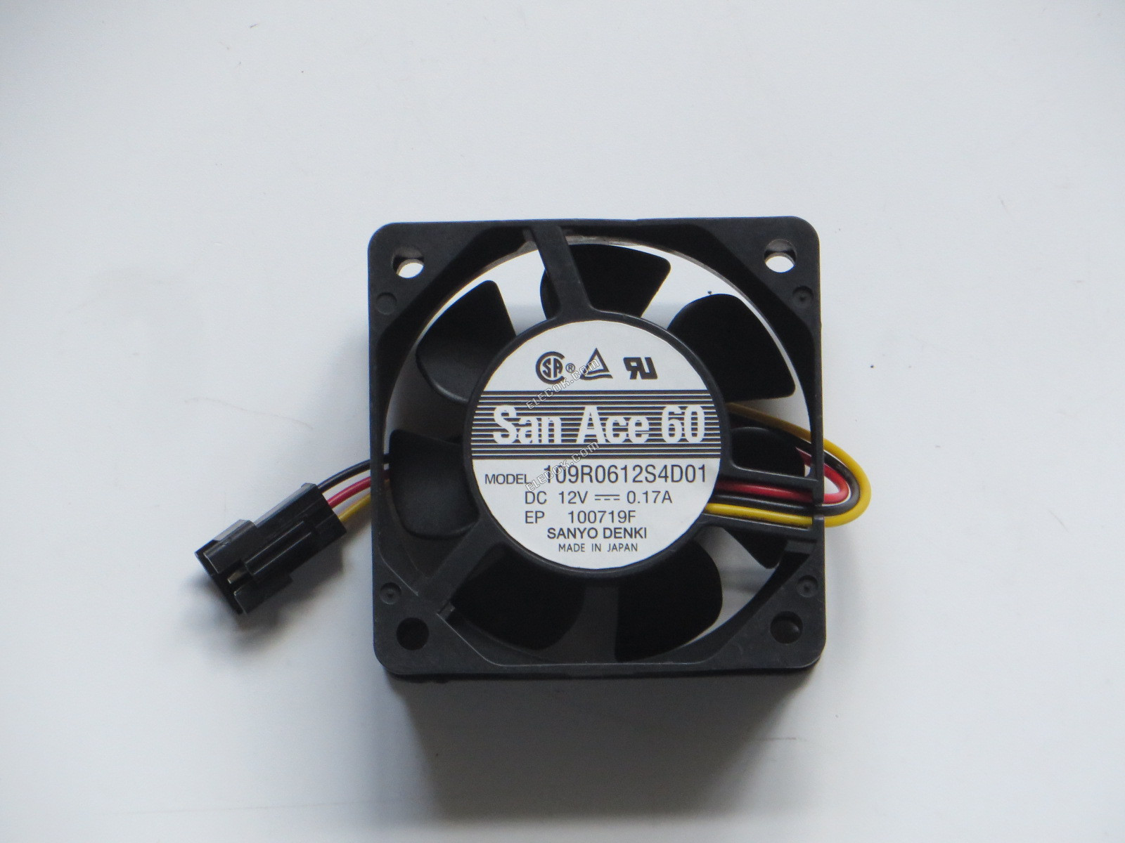 Sanyo 109R0612S4D01 12V 0,17A 3 ledninger Køleventilator, Original renoveret 