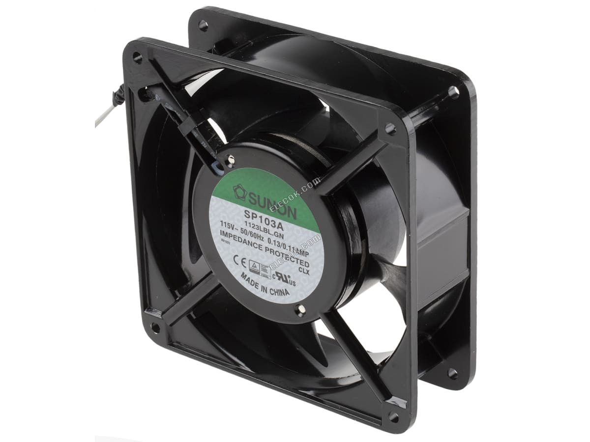 SP103A/1123LBL.GN Sunon, 115 V ac, AC αξονικός ανεμιστήρας, 120 x 120 x 38mm, 132.6m³/h, 11W 