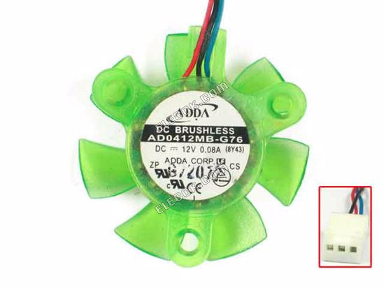 ADDA AD0412MB-G76 12V 0,08A 1,08W 3 draden Koelventilator 
