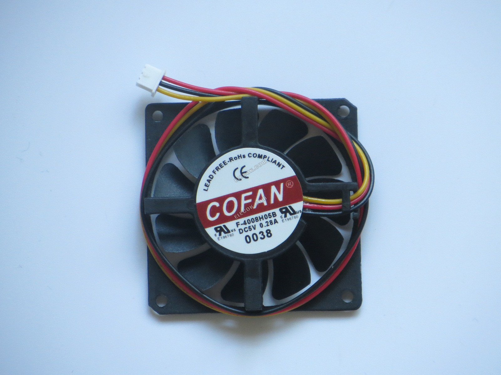 COFAN F-4008H05B 5V DC 0.28A 3wires cooling fan, substitute 
