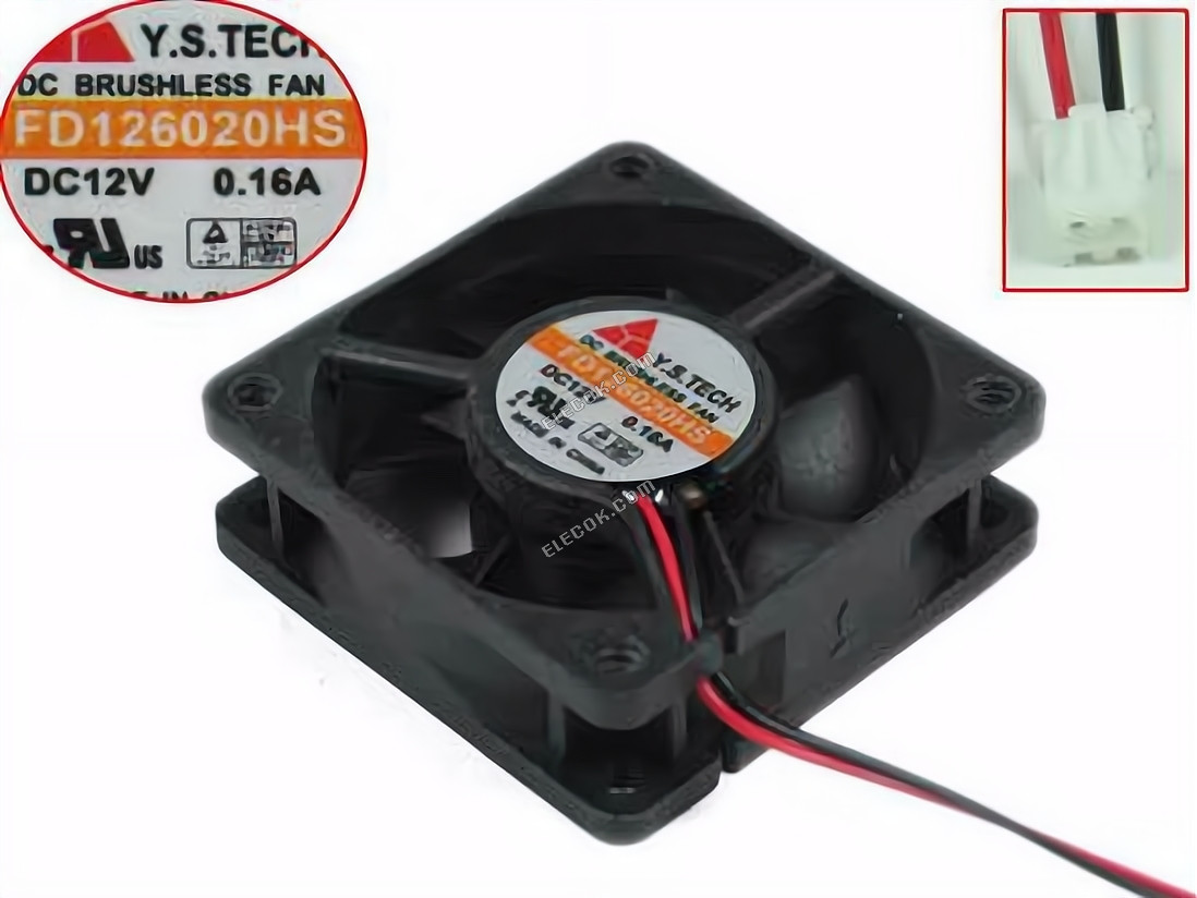 Y.S.TECH FD126020HS 12V 0.16A 2wires cooling fan