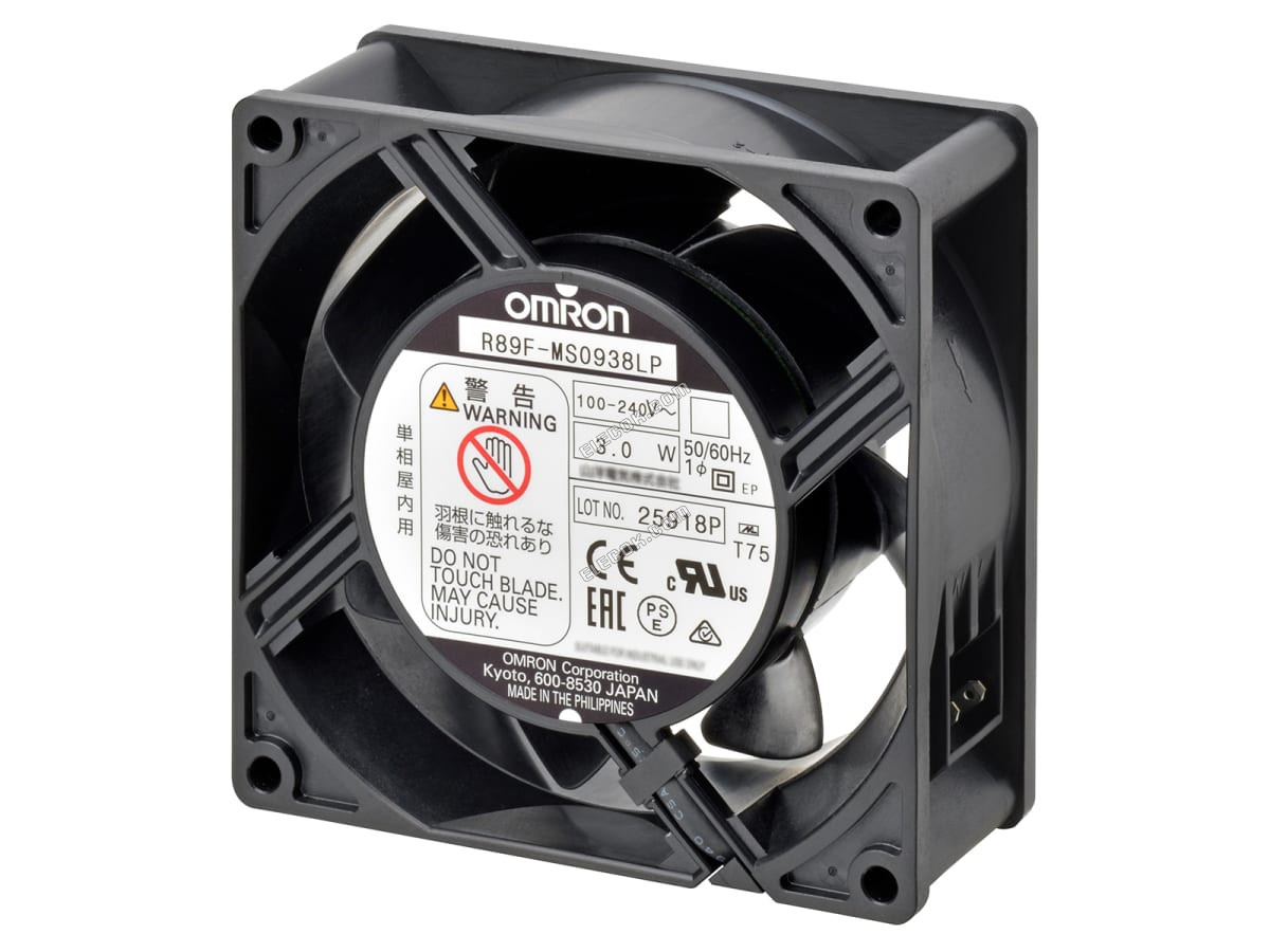 R89F-MS0938HP-S1 オムロン, 100 → 240 V ac, AC 軸方向ファン, 92 x 92 x 38mm, 1.5m³/min, 4.5W 