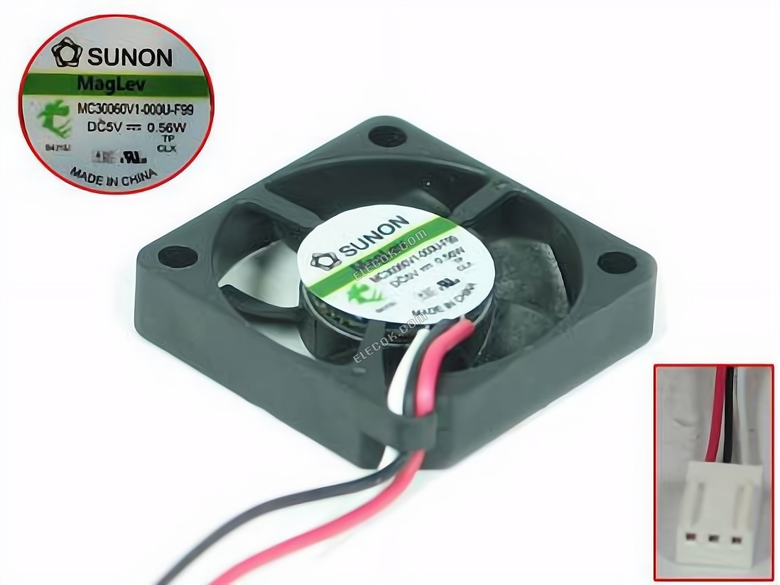 SUNON MC30060V1-000U-F99 Server - Square Fan 5V0.56W, sq30x30x6mm, 100x3wx3p 3-wire 