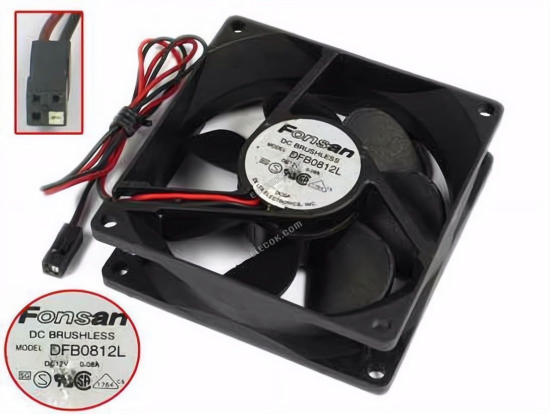 FONSAN DFB0812L 12V 0,08A 2 cables ventilador de refrigeración 