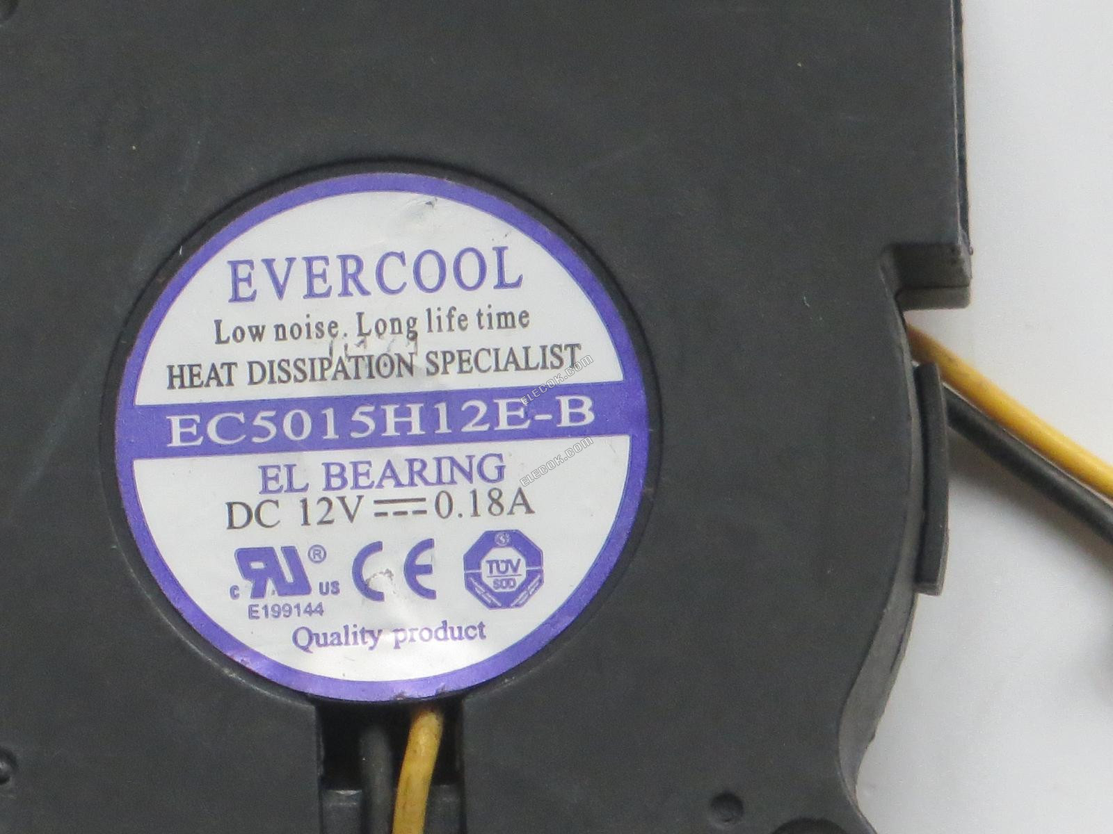 EVERCOOL EC5015H12E-B 12V 0,18A 2 Drähte Kühllüfter 