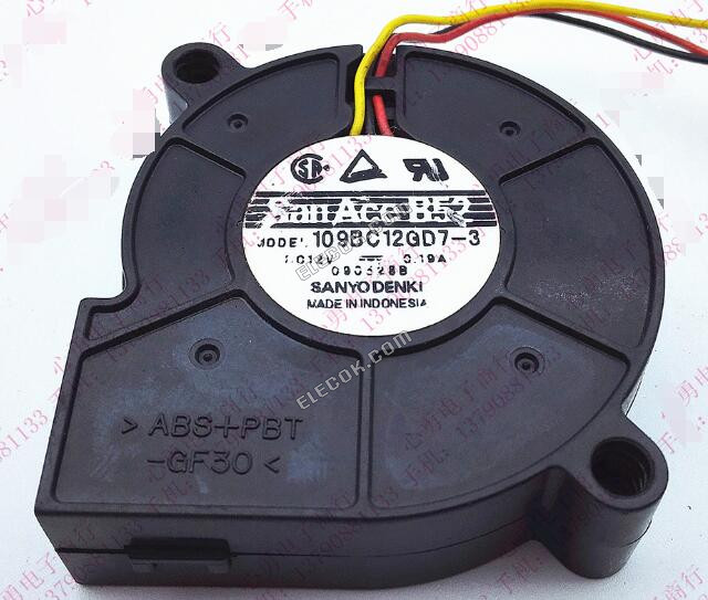 Sanyo 109BC12GD7-3 12V 0.19A 3wires Cooling Fan 