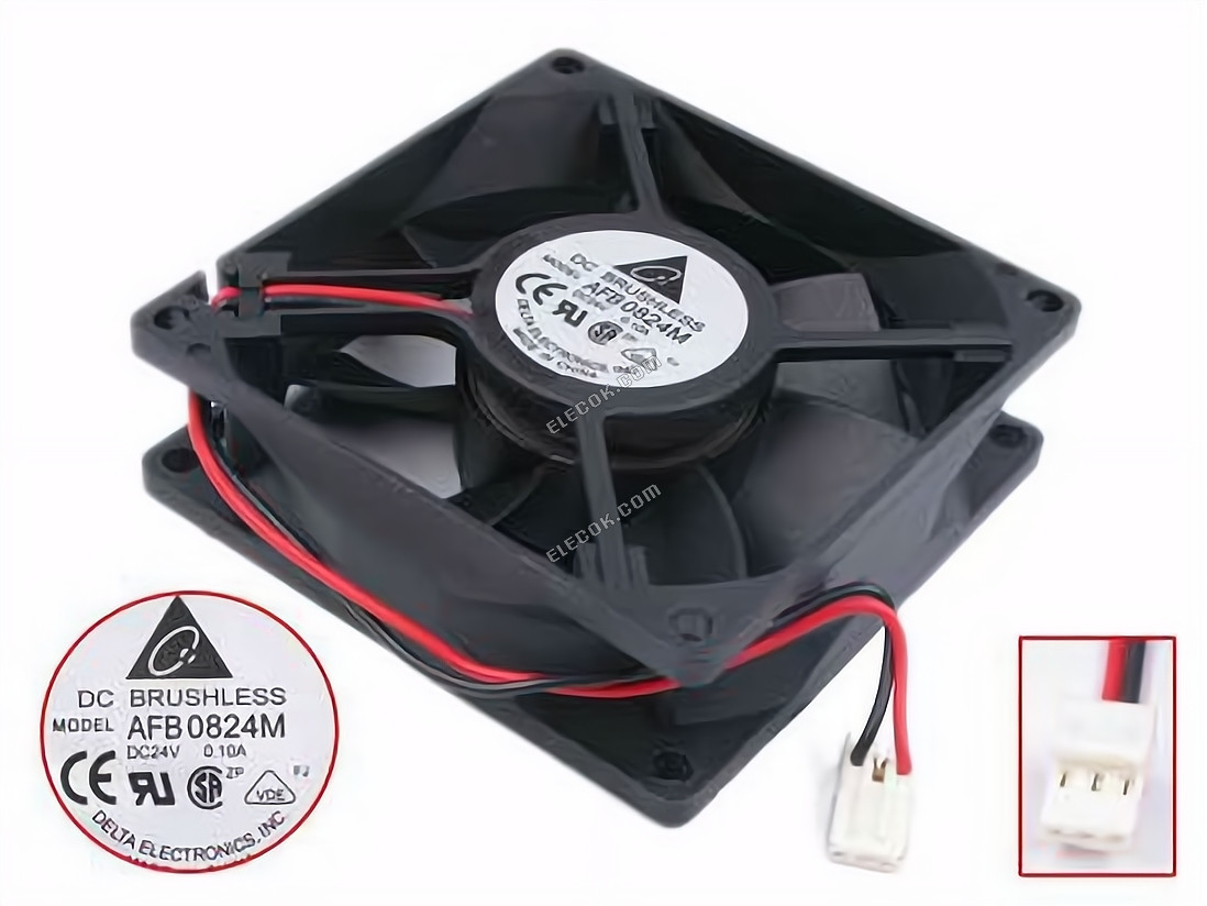 DELTA AFB0824M 24V 0.1A 1.44W 2wires Cooling Fan 