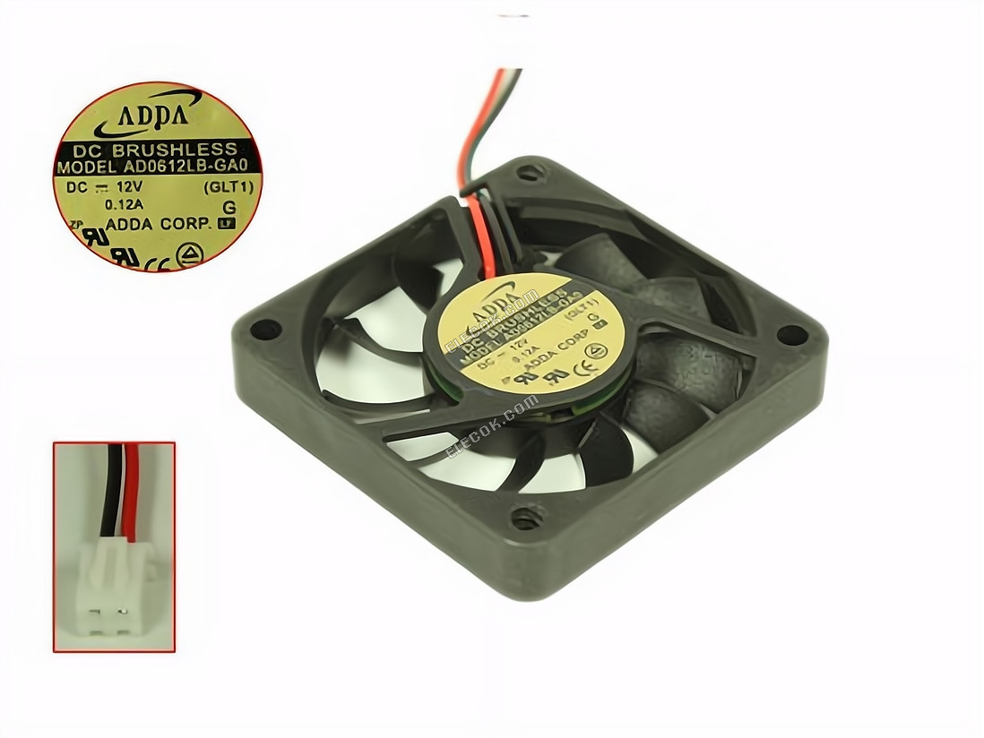 ADDA AD0612LB-GA0 Server - Vierkant Ventilator GLT1, sq60x60x10, 2W, DC 12V 0,12A 2 Draden 