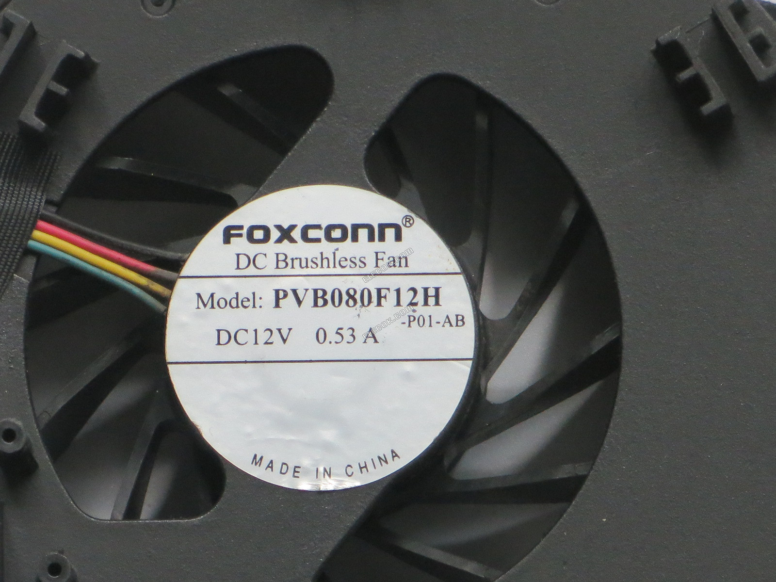 Foxconn PVB080F12H -P01-AB Cooling Fan w40x4x4, 12V 0.53A 4wires Bare fan 