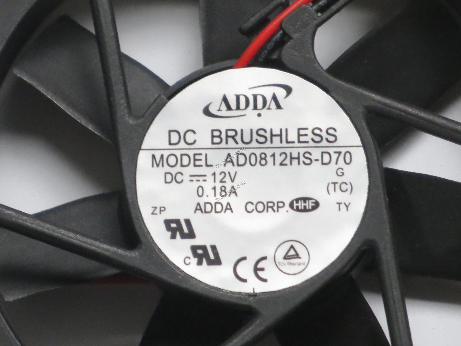 ADDA AD0812HS-D70 12V 0,18A 2,16W 2 καλώδια ανεμιστήρας ψύξης 