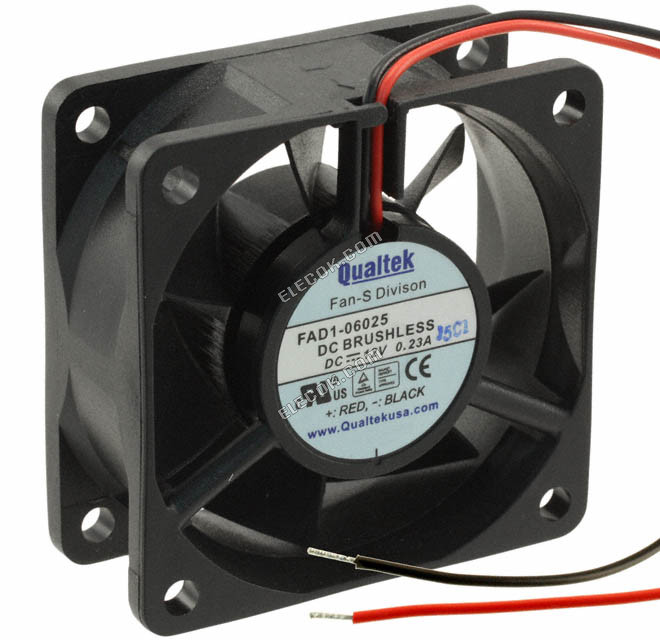 Qualtek FAD1-06025DSLW12 24V 0.07A 1.68W 2wires Cooling Fan 