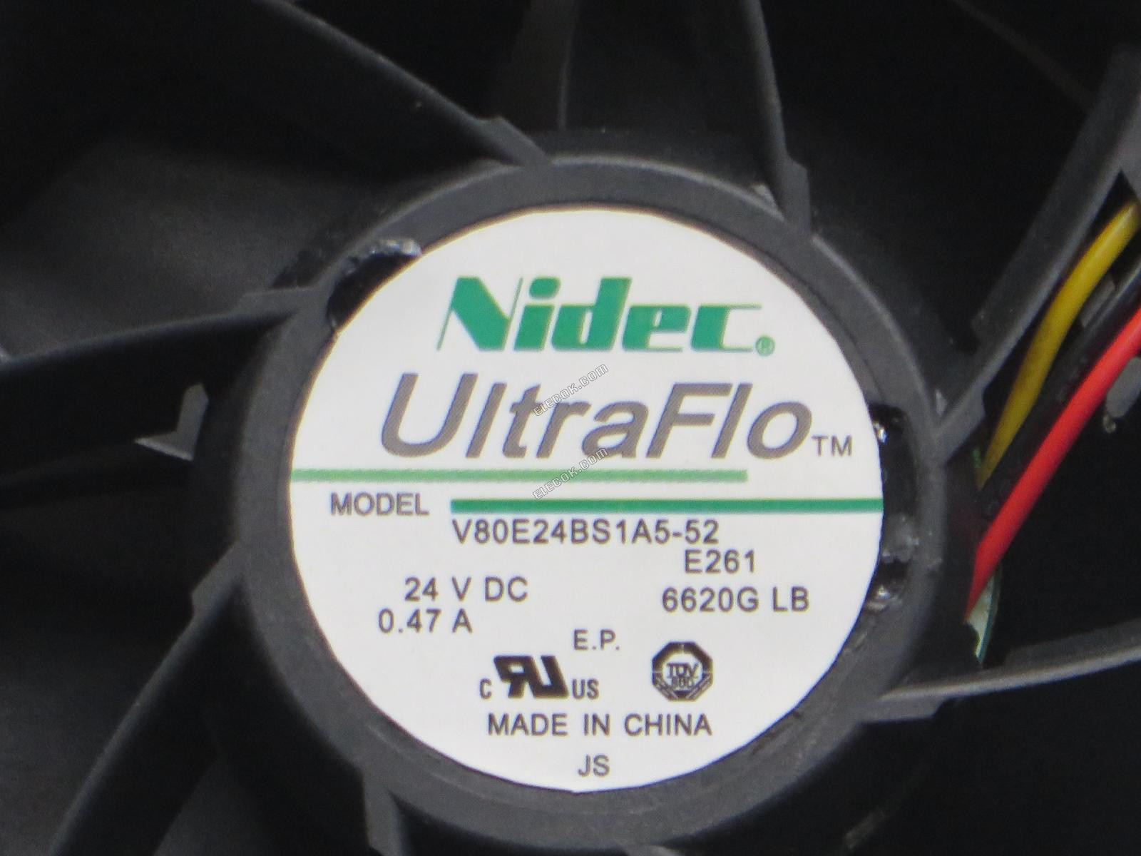 Nidec V80E24BS1A5-52 24V 0,47A 3 fils Ventilateur De Refroidissement 
