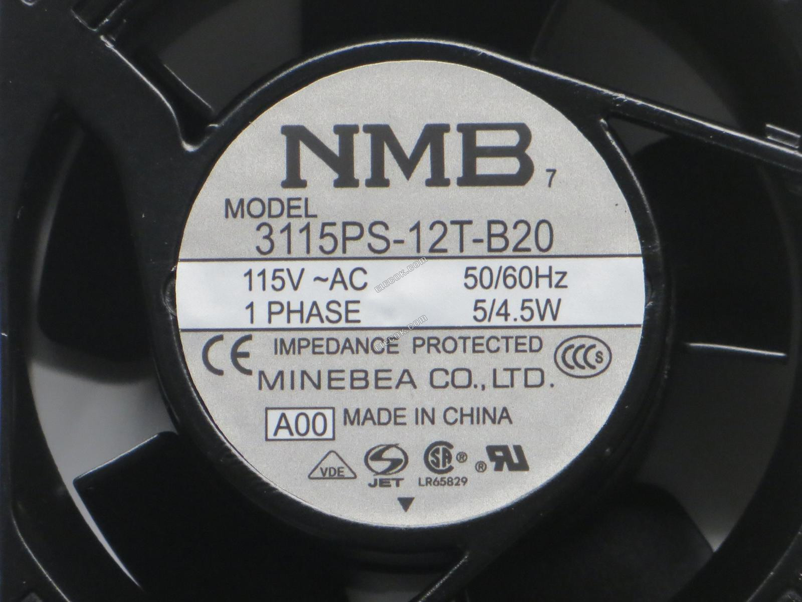 NMB 3115PS-12T-B20-A00 115V 0,07A 4,5W avec connexion par prise Ventilateur De Refroidissement 