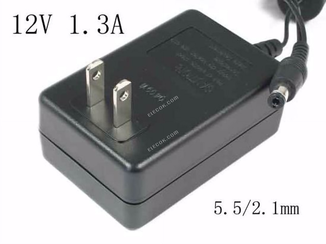 Sino American SA115B-12 AC Adapter 5V-12V 12V 1.3A, 5.5/2.1mm, US 2-Pin 
