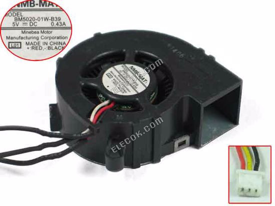 NMB-MAT / Minebea BM5020-01W-B39 Server - Ventilator Ventilator L01, bw50x50x20, 3 draden, 5V 0,43A 