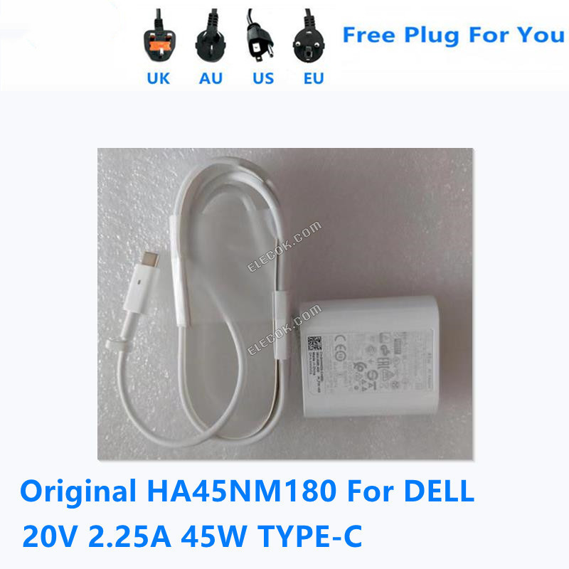 HA45NM180 20V 2.25A 45W TYPE-C DA45NM180 白AC Adapter にとってDELL XPS ノートPC電源装置Charger 