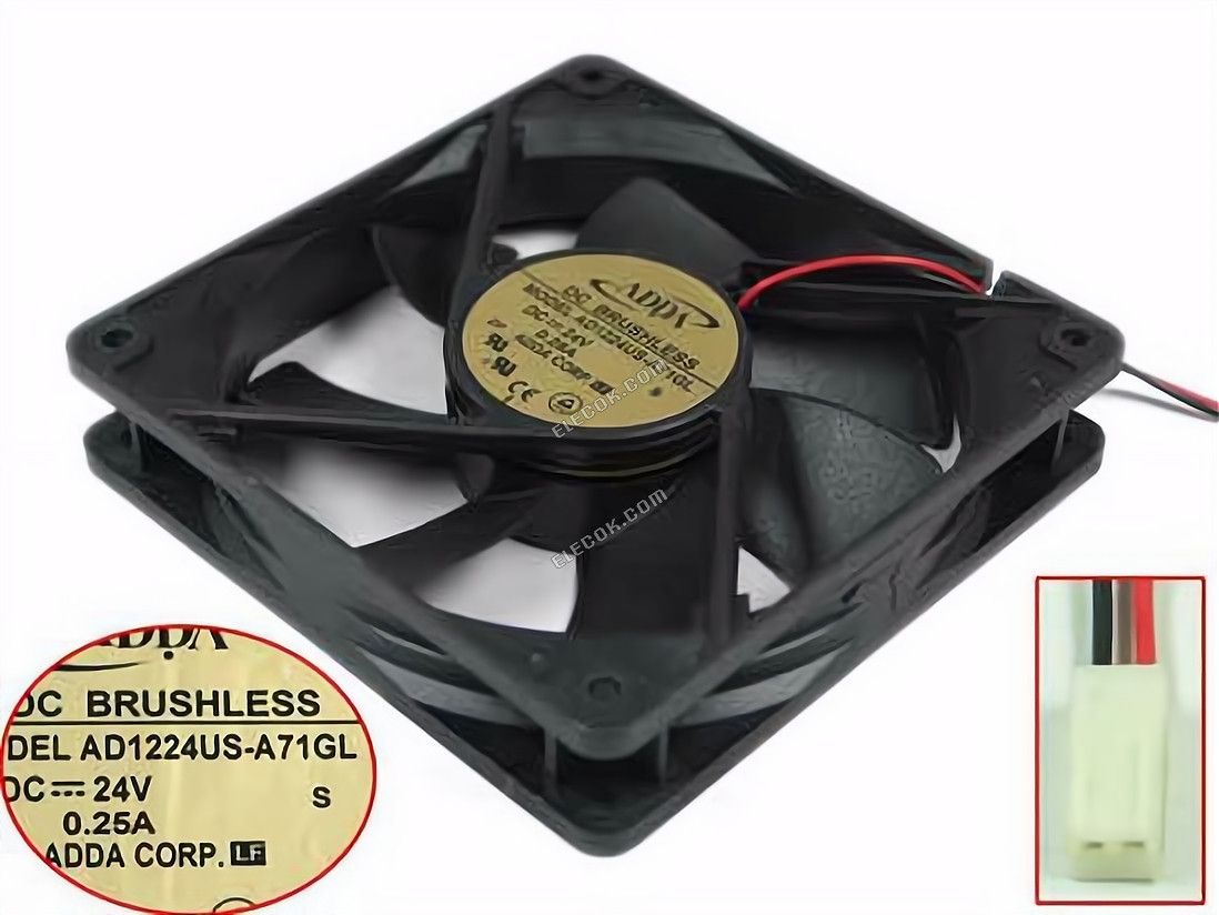 ADDA AD1224US-A71GL Server - Quadrato Ventola sq120x120x25mm, 2 fili, 24V 0,25A 