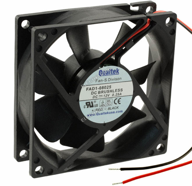 Qualtek FAD1-08025DHMW12 24V 0.06A 1.44W 2wires Cooling Fan 