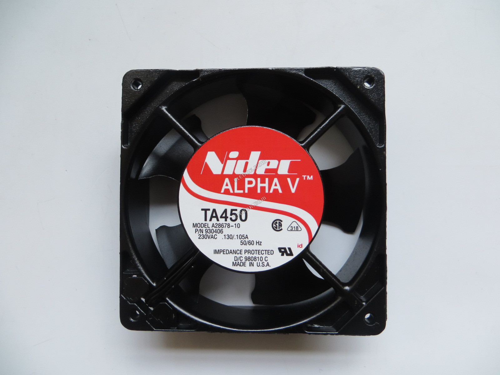 Nidec TA450 A28678-10 230V 0.130-0.105A Ventilateur De Refroidissement avec connexion par prise 