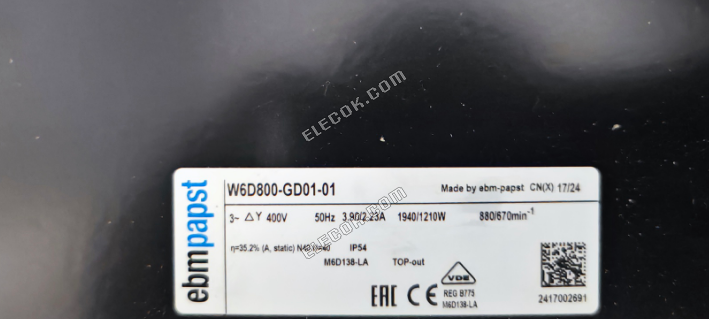 Ebmpapst W6D800-GD01-01 400V 3.90/2.23A 1940/1210W Cooling Fan 