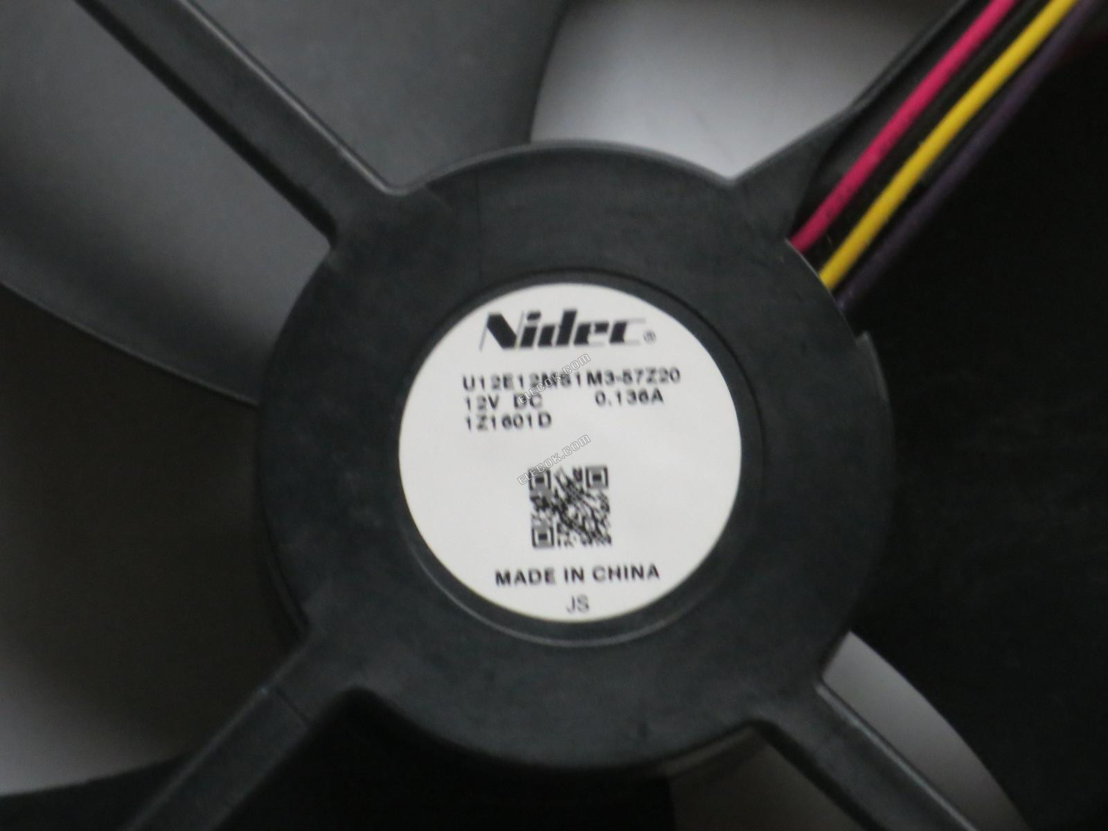 nidec U12E12MS1M3-57Z20 12V 0.136A 4線冷却ファン