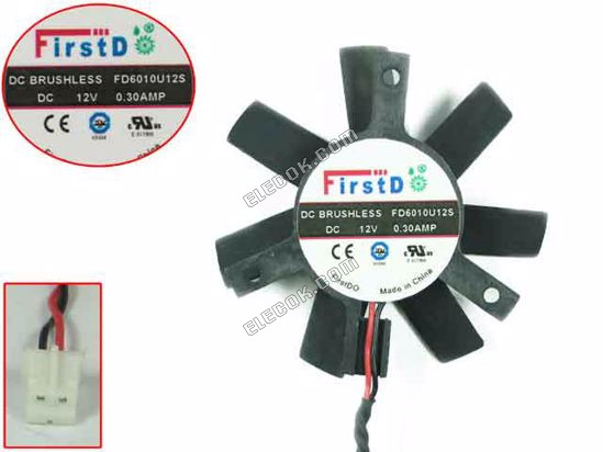 Firstd FD6010U12S 12V 0.30A 2wires Cooling Fan 