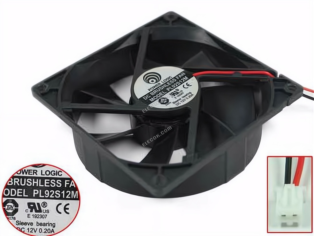 Power Logic PL92S12M Servidor - Quadrado Ventilador sq90x90x25, 2 fios, 12V 0.20A 