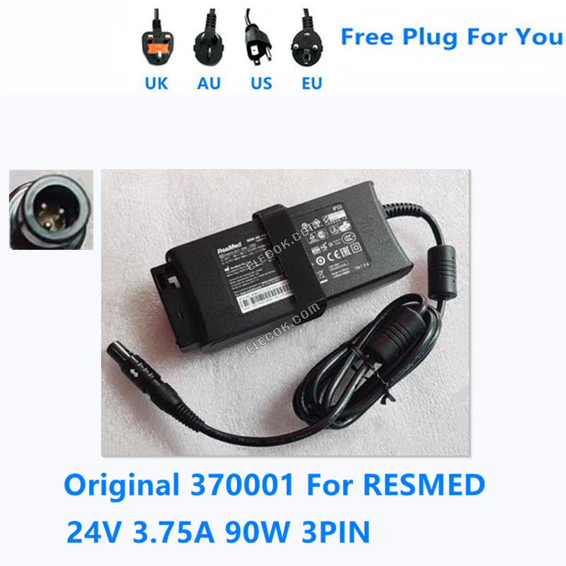 370001 24V 3,75A 90W 3PIN R270-7198 DA-90A24 VäXELSTRöM Adapter För ResMed Strömförsörjning Charger 