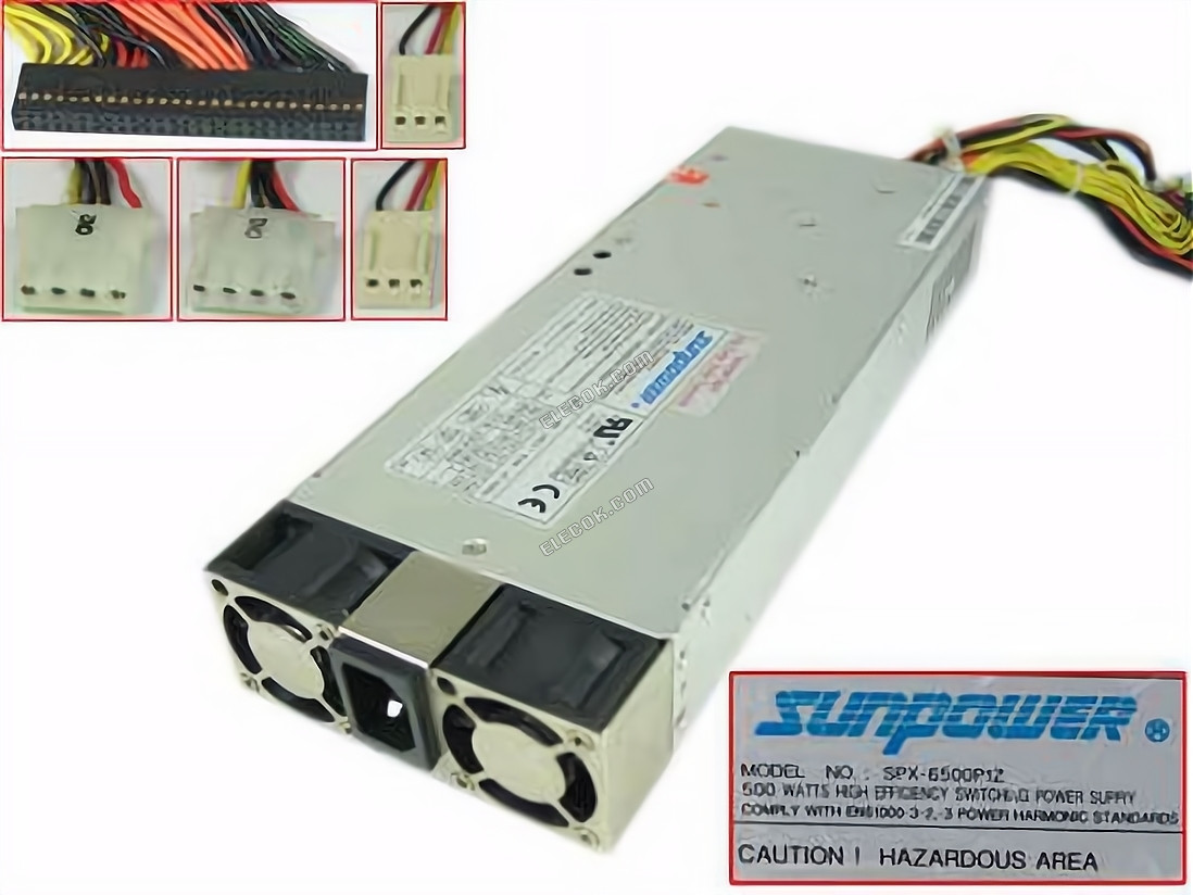 sunpower SPX-6500P1Z Server - Power Supply 500W, SPX-6500P1Z, Used 