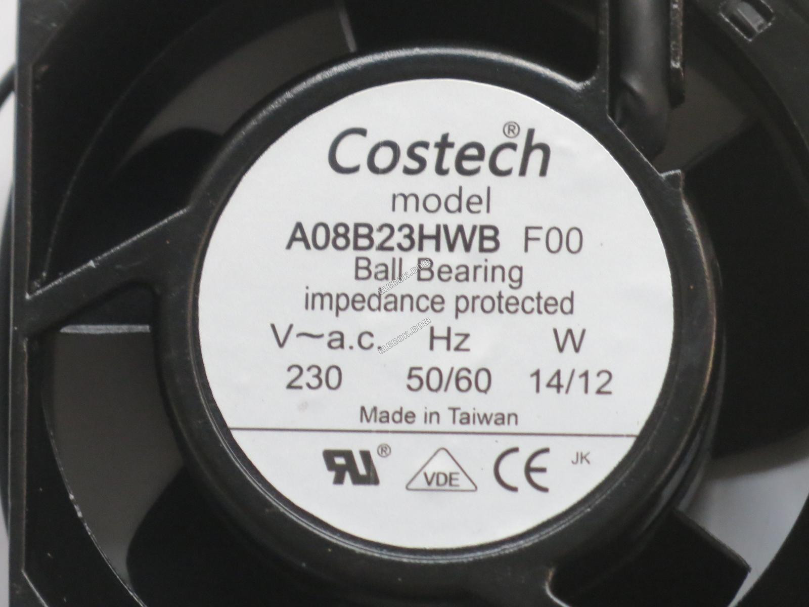 Costech A08B23HWB F00 230V 50/60HZ 14/12W 2wires Cooling Fan 