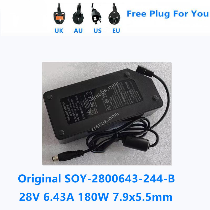 SOY SOY-2800643-244-B 28V 6.43A 180.04W 180W 7.9*5.5mm AC Switching Adapter For Power Supply Charger 