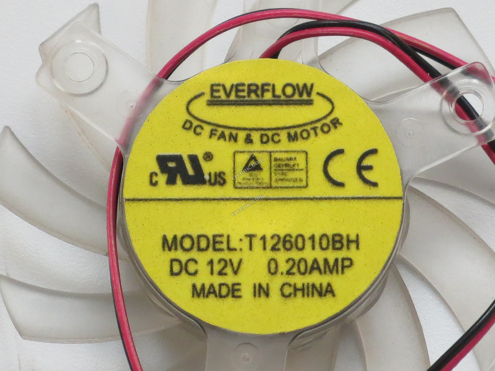 Everflow T126010BH Server - Frameless / GPU Fan DC 12V 0.2A, 60x60x12mm, w100x2x2 2-wire 