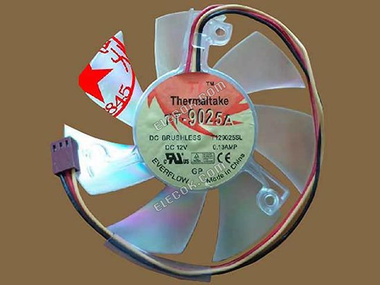 Everflow T129025SL Servidor - Frameless / GPU Ventilador w105x3x3, 12V 0,13A 3 Cables 