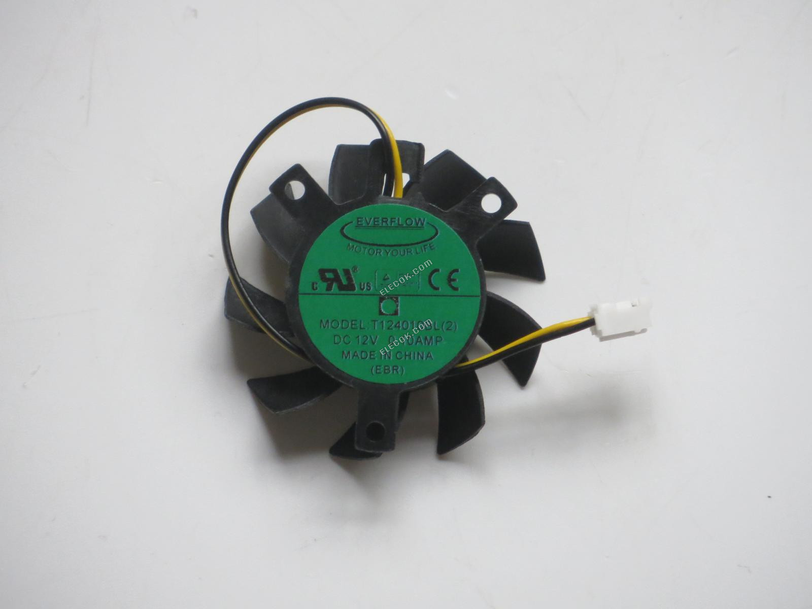EVERFLOW T124010BL 2 12V 0.10A 2wires Cooling Fan, Substitute Fan diameter 3.6CM; mounting hole spacing 3*3*2.3 CM 