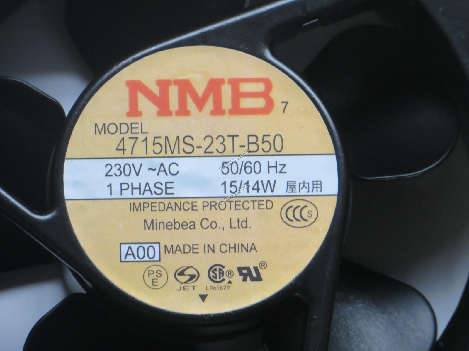 NMB 12cm12038 4715MS-23T-B50 230V 50/60Hz 15/14W 2 ピンAC 冷却ファン, 改装済み